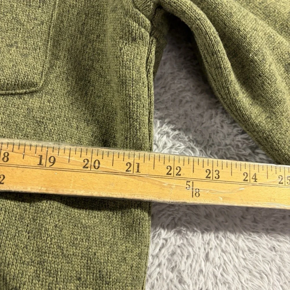 L.L Bean Snap Up Sweater Shirt‎ Mens Medium Heather Green Chore Pockets Utility